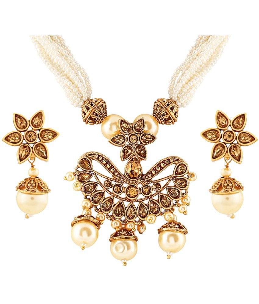     			Asmitta Glorious Gold Plated With LCT Stone Heart Shape Pendant Set For Women