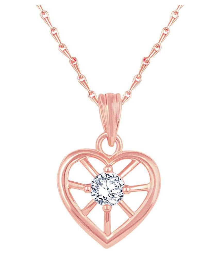     			Asmitta Pretty Heart Shape Rose Gold Plated CZ Stone Pendant with Chain For Women