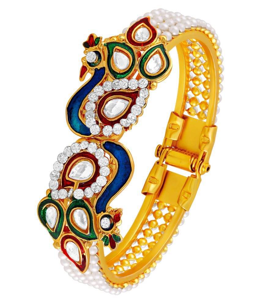     			Asmitta Traditional Peacock Design Gold Plated Openable Kada For Women