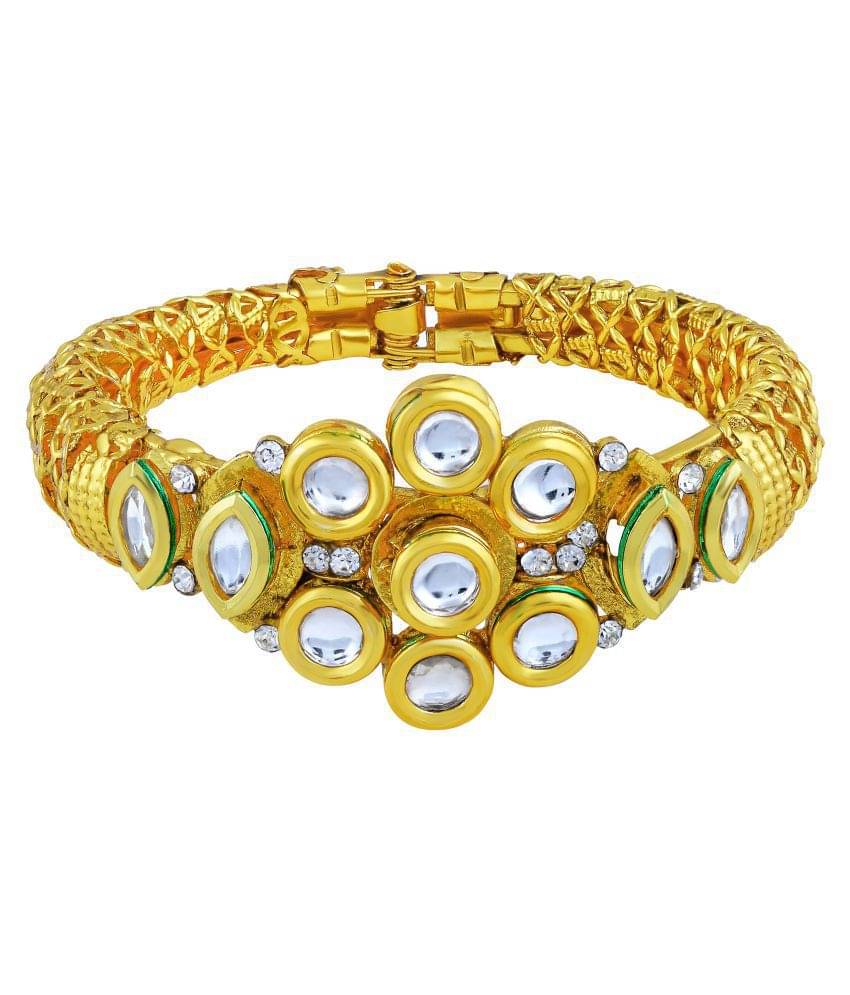     			Asmitta Traditionally Mehandi Design Gold Plated Kundan Kada For Women