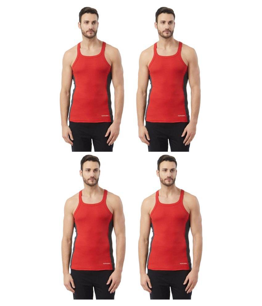     			Fruit Of The Loom Red Sleeveless Vests Pack of 4