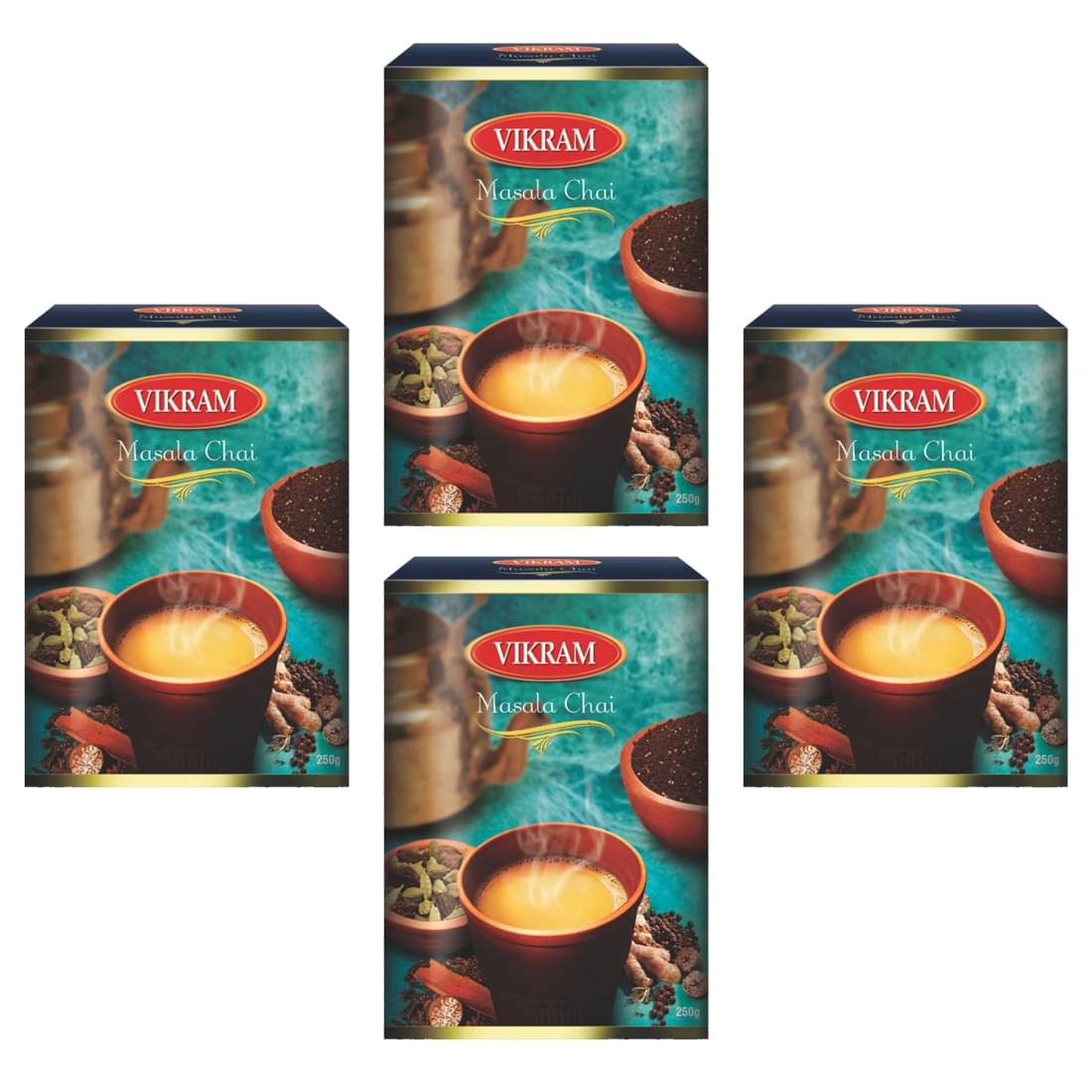 Vikram Masala Chai Twisted with 5 Spices,250 Gram Pack of 4 Assam Tea Powder Tea 1000 gm Vikram Masala Chai Twisted with 5 Spices,250 Gram Pack of 4 Assam Tea Powder Tea 1000 gm