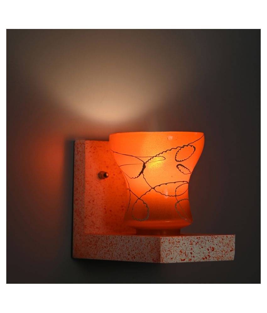     			AFAST Marble Look Wood Fitting Shade Glass Wall Light Red - Pack of 1
