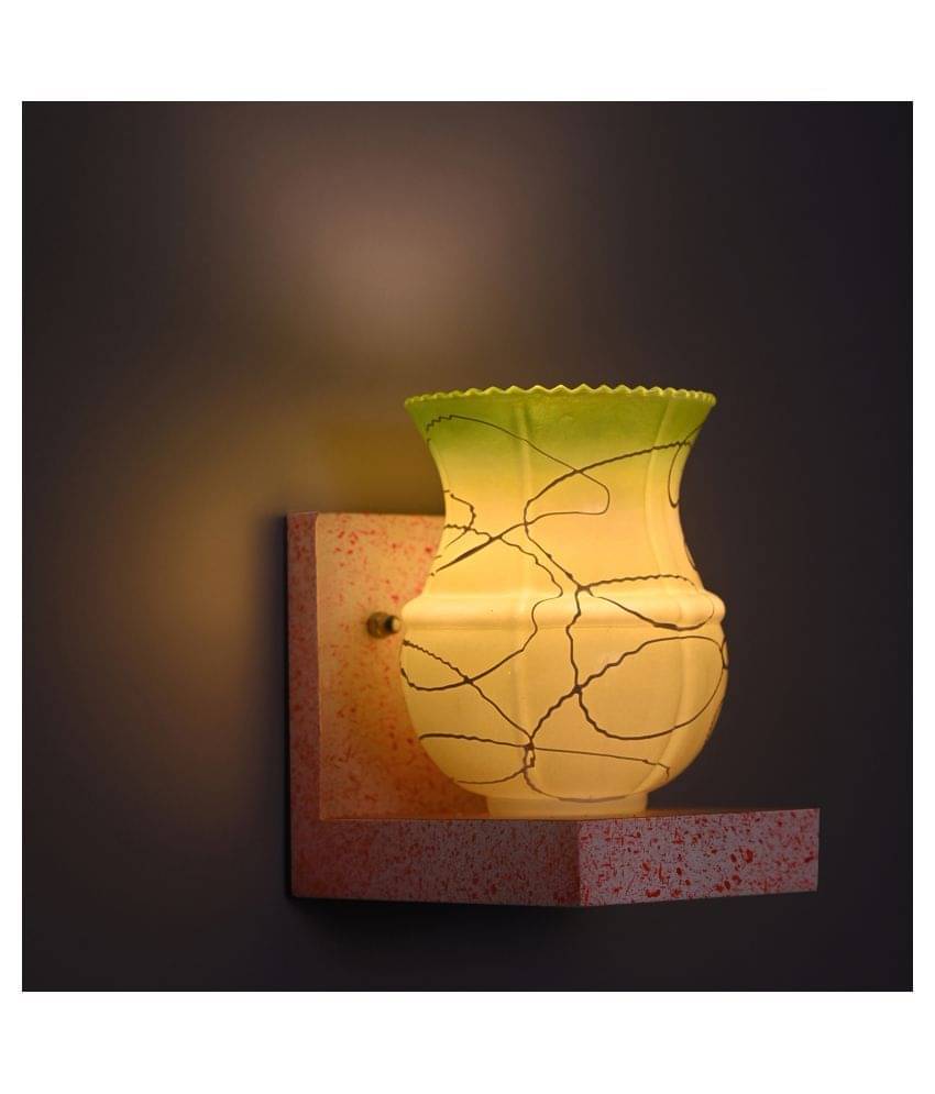     			AFAST Marble Look Wood Fitting Shade Glass Wall Light Green - Pack of 1
