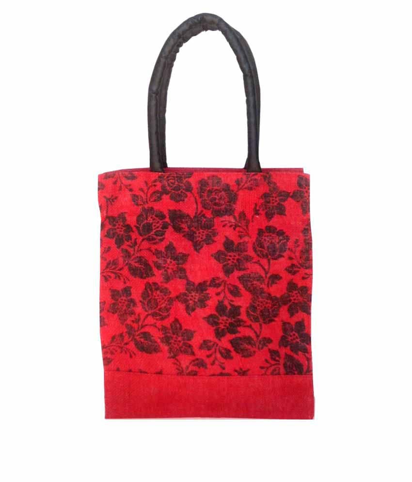 Foonty - Red Jute Lunch Bag - Handbags | Buy online on ZillyBuy