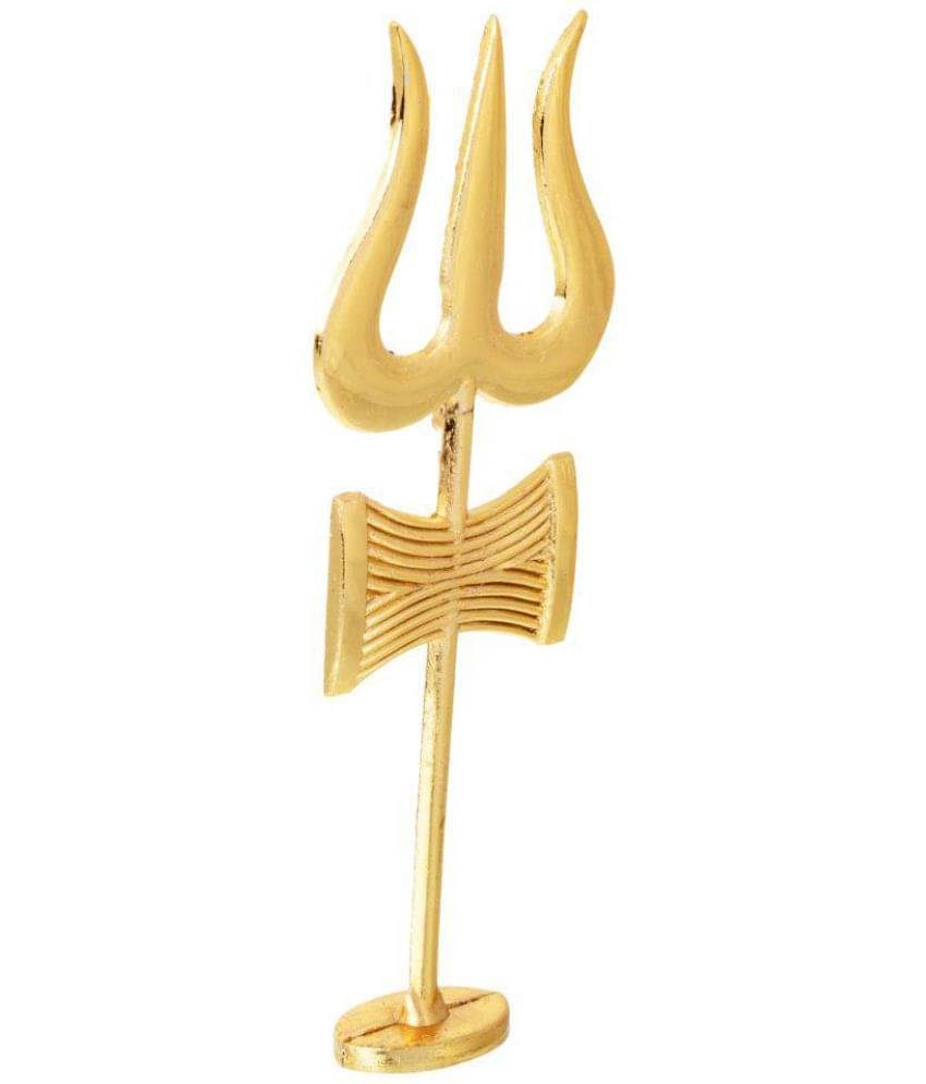     			Kesar Zems Brass Ashta Dhatu Trishakti Trishul with Damru (10 cm x 3.5 cm x 2 cm, Gold)
