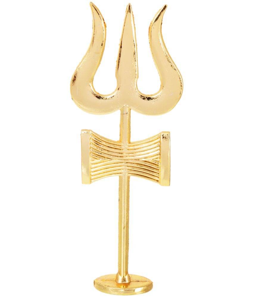 Kesar Zems Brass Trishakti Trishul with Damru (10 cm x 4 cm x 0.5 cm, Gold) Kesar Zems Brass Trishakti Trishul with Damru (10 cm x 4 cm x 0.5 cm, Gold)