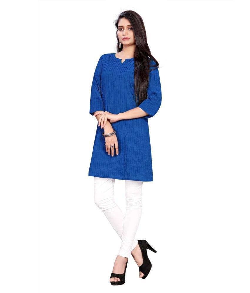     			Aarrah Blue Cotton Straight Kurti
