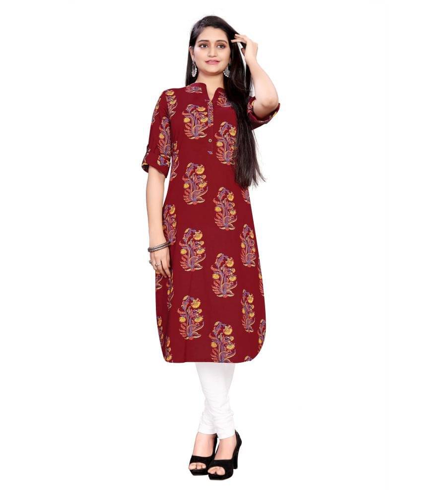 Aarrah Maroon Cotton Straight Kurti Aarrah Maroon Cotton Straight Kurti