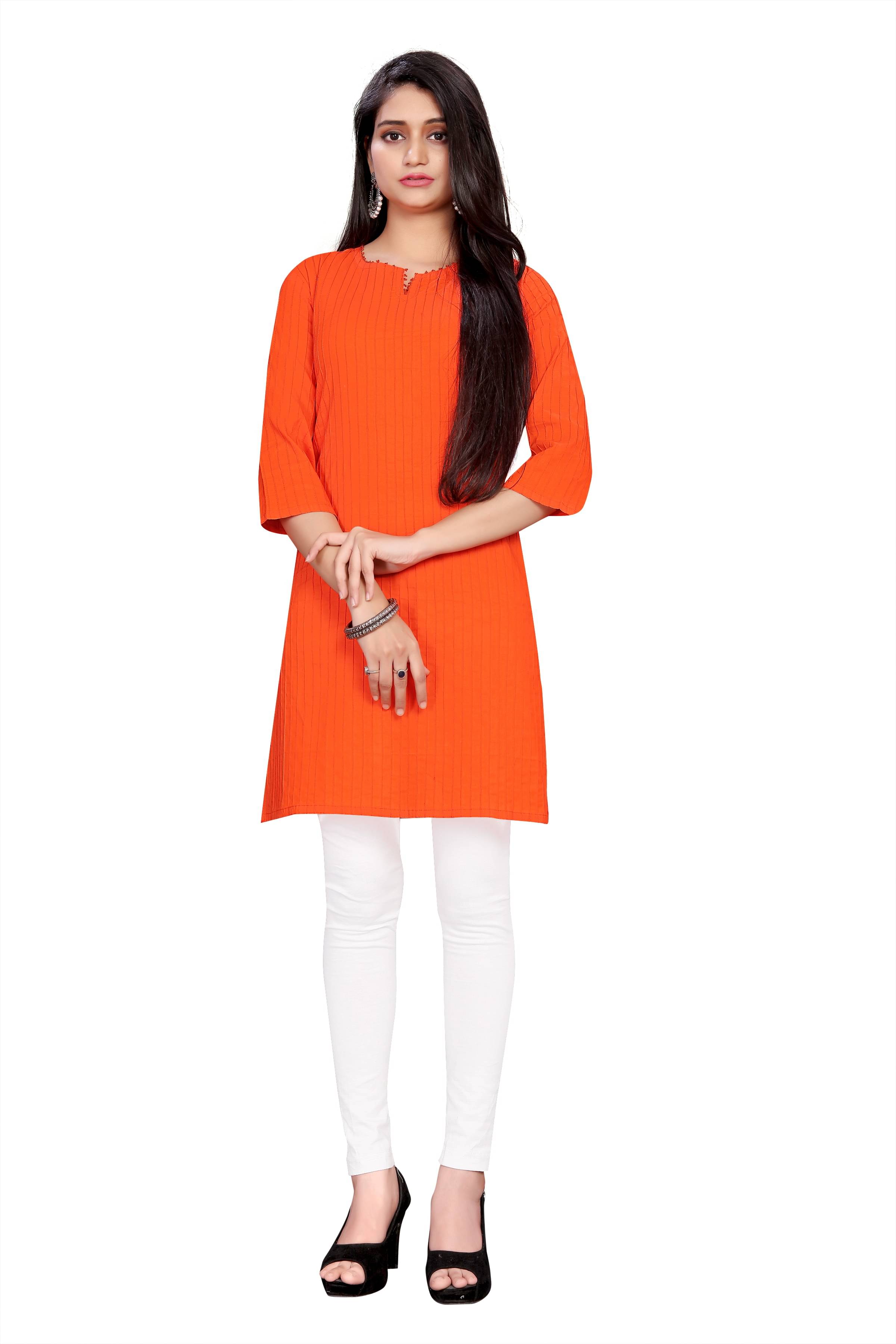     			Aarrah Rust Cotton Straight Kurti