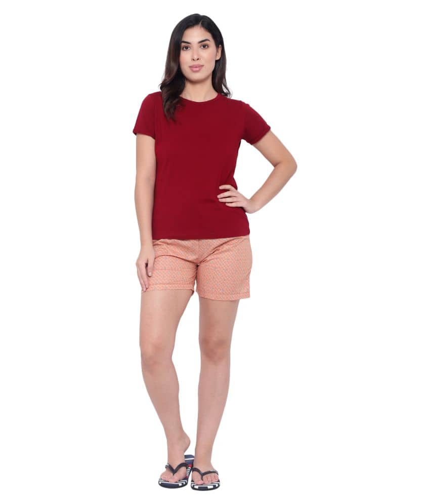 Flamboyant Cotton Hot Pants - Orange