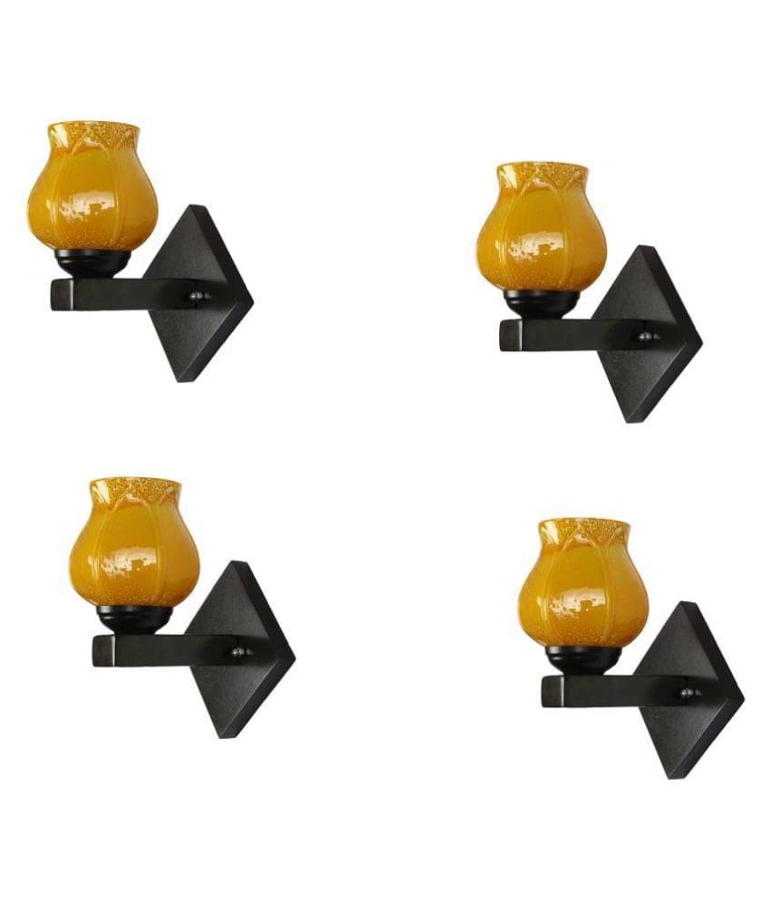     			AFAST Decorative Wall Lamp Light Glass Wall Light Yellow - Pack of 4