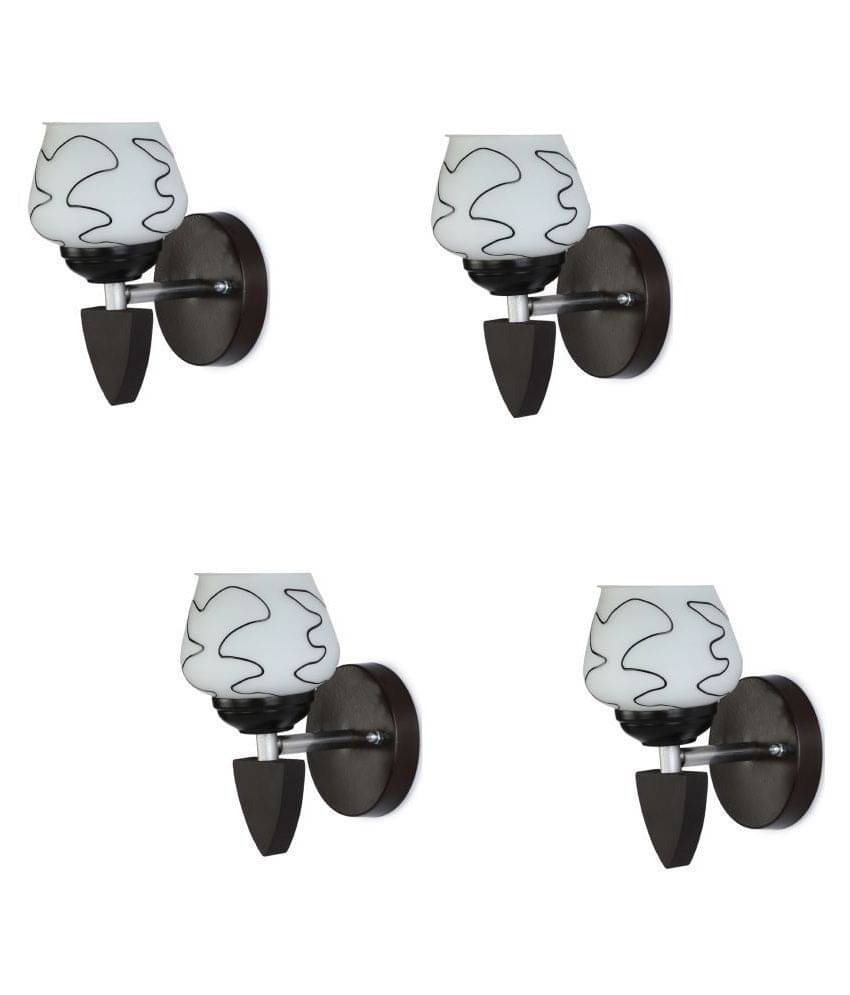     			AFAST Decorative Wall Lamp Light Glass Wall Light Black - Pack of 4