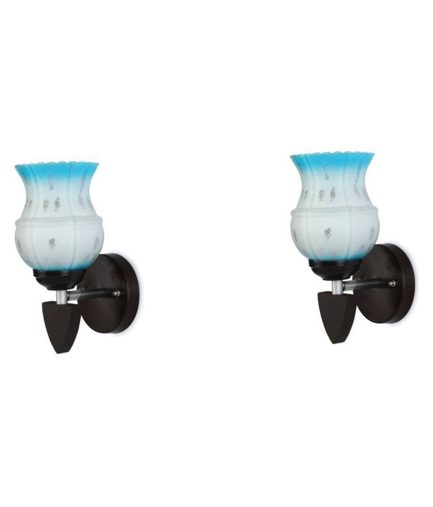     			AFAST Decorative Wall Lamp Light Glass Wall Light Blue - Pack of 2