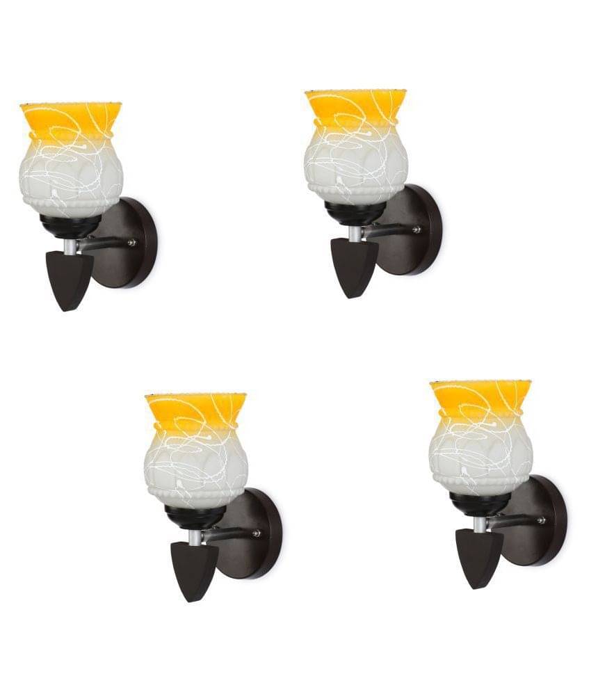     			AFAST Decorative Wall Lamp Light Glass Wall Light Yellow - Pack of 4