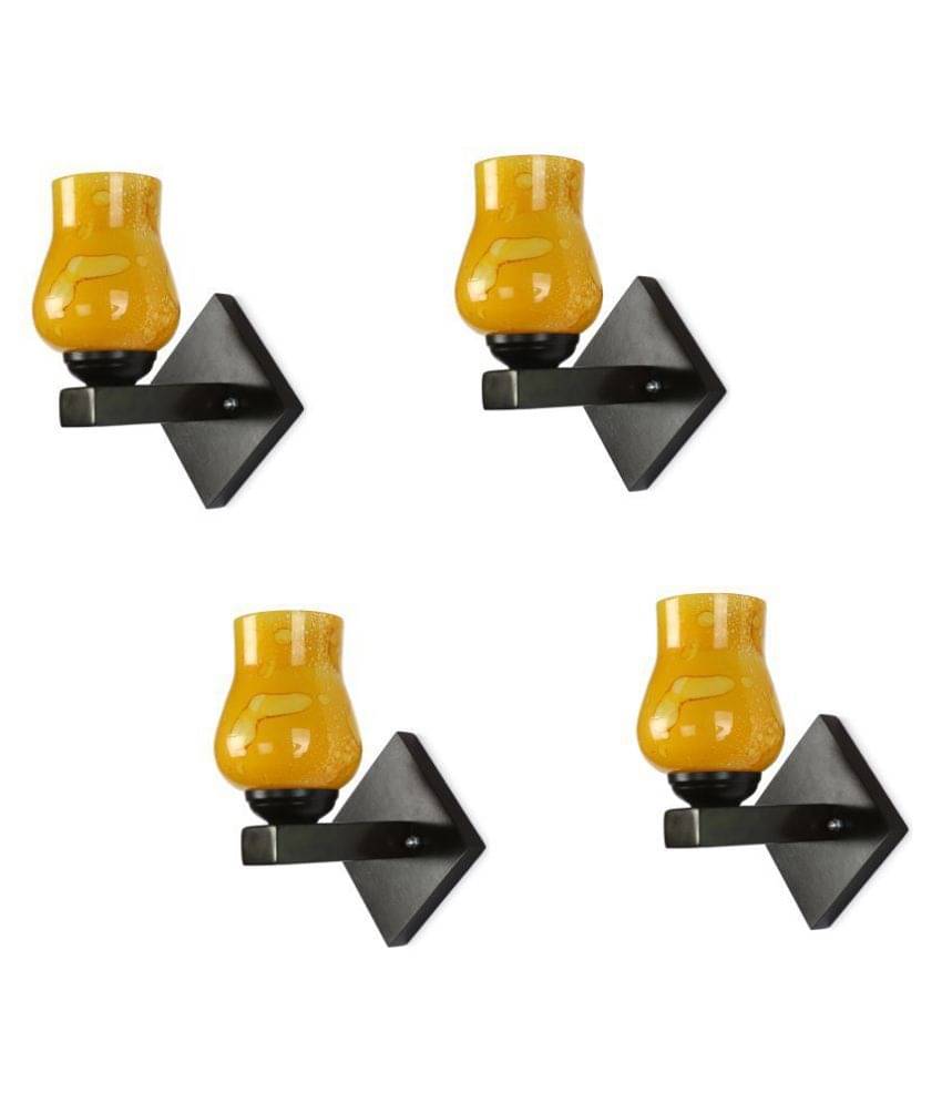     			AFAST Decorative Wall Lamp Light Glass Wall Light Yellow - Pack of 4