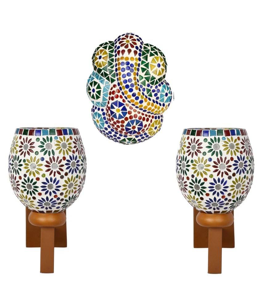 Somil Decorative Lamp Glass Wall Light Multi - Pack Of 3 Somil Decorative Lamp Glass Wall Light Multi - Pack Of 3