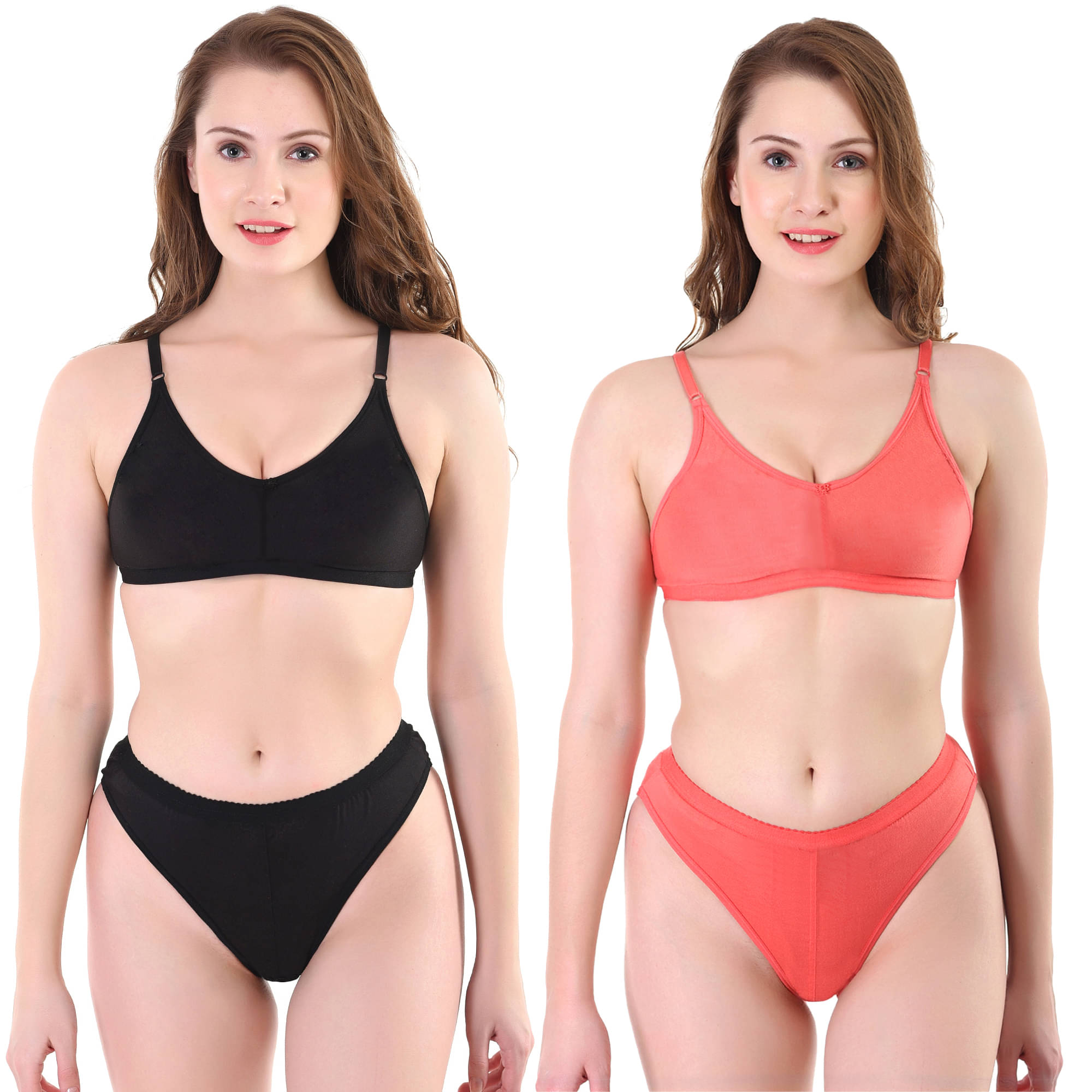     			TCG Pack of 2 Cotton Lycra Women's Bra & Panty Set ( Multi Color )