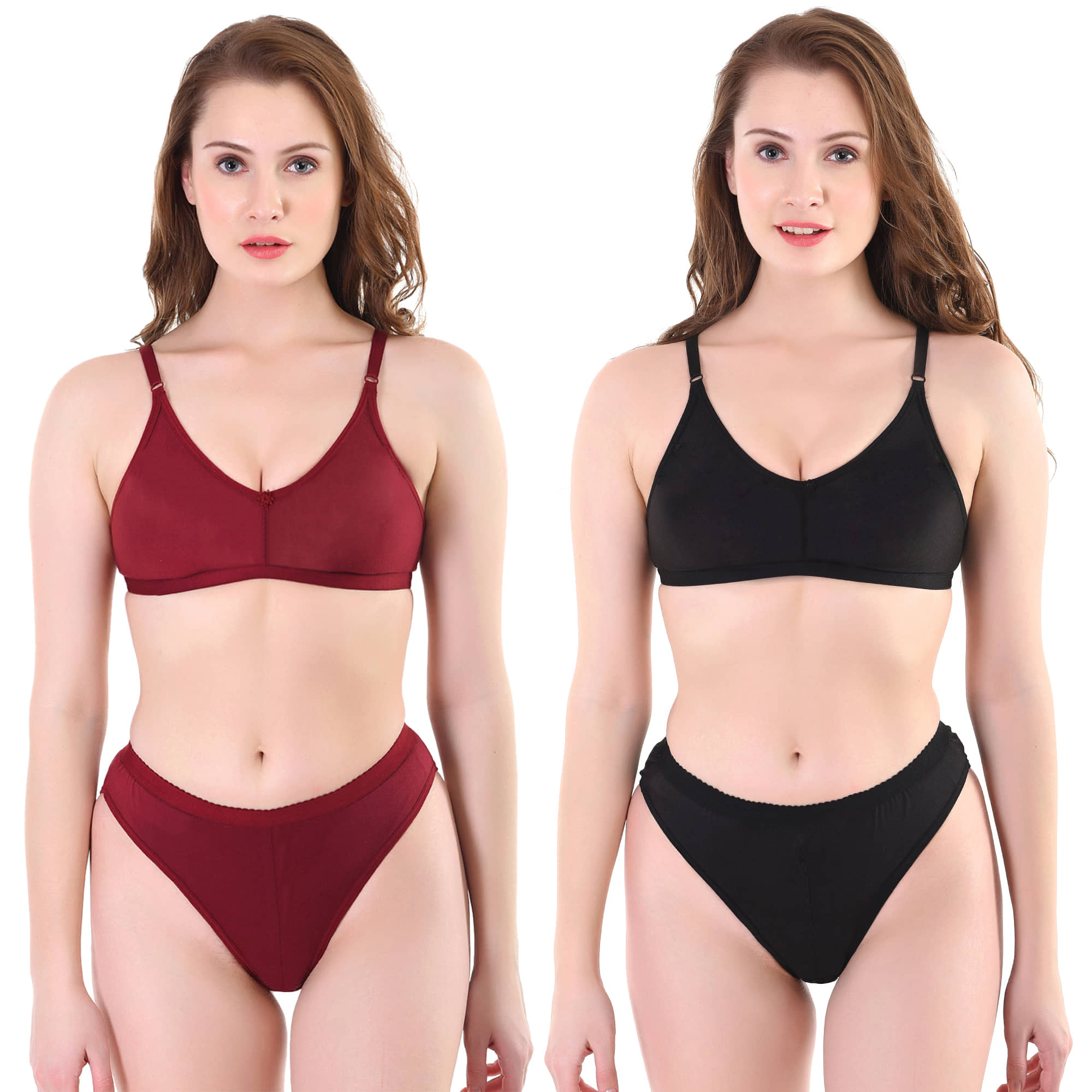 TCG Pack of 2 Cotton Lycra Women's Bra & Panty Set ( Multi Color )