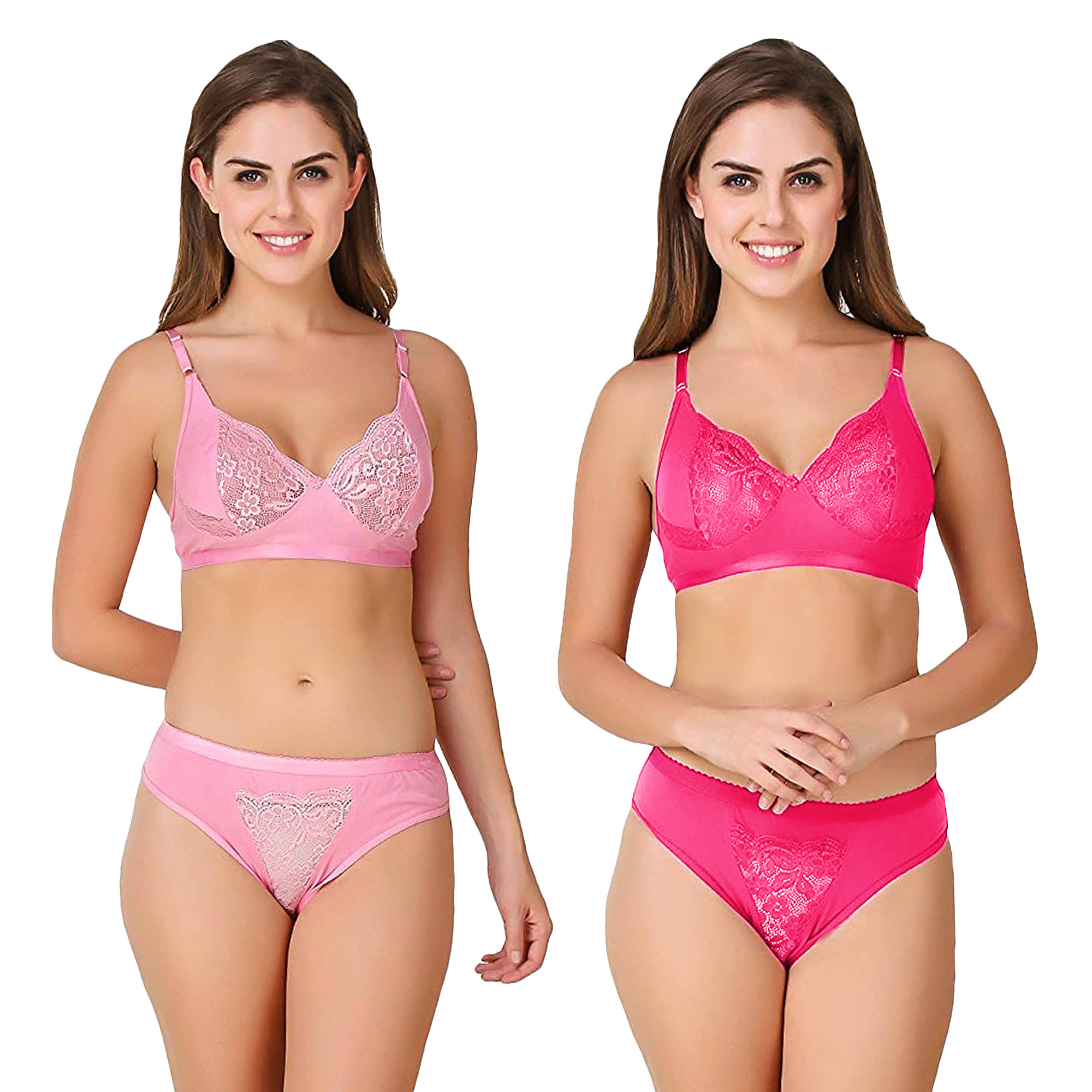 TCG Pack of 2 Cotton Lycra Women's Bra & Panty Set ( Multi Color )