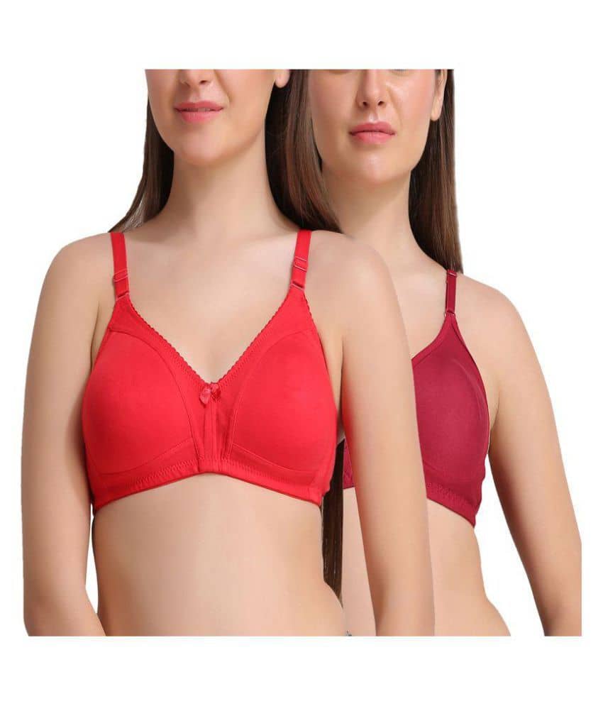 Leading Lady Pack of 2 Cotton Non Padded Women's T-Shirt Bra ( Multi Color )