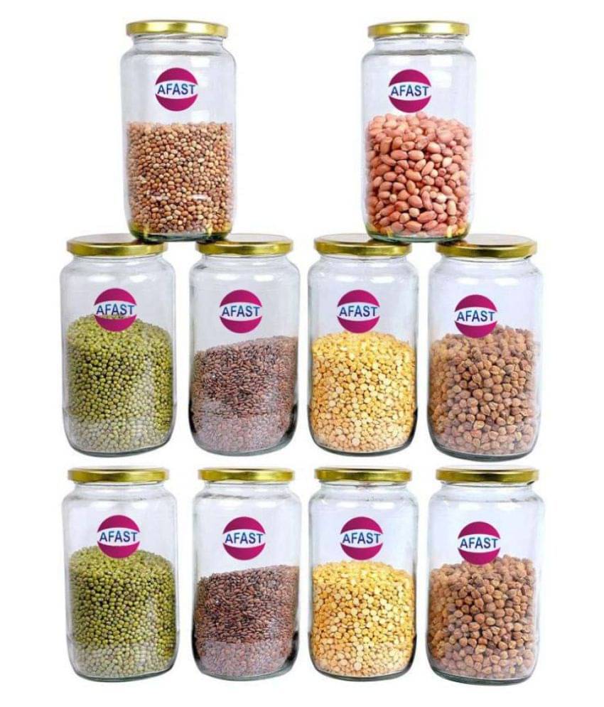     			Afast Glass Container, Clear, Pack Of 10, 1000 ml