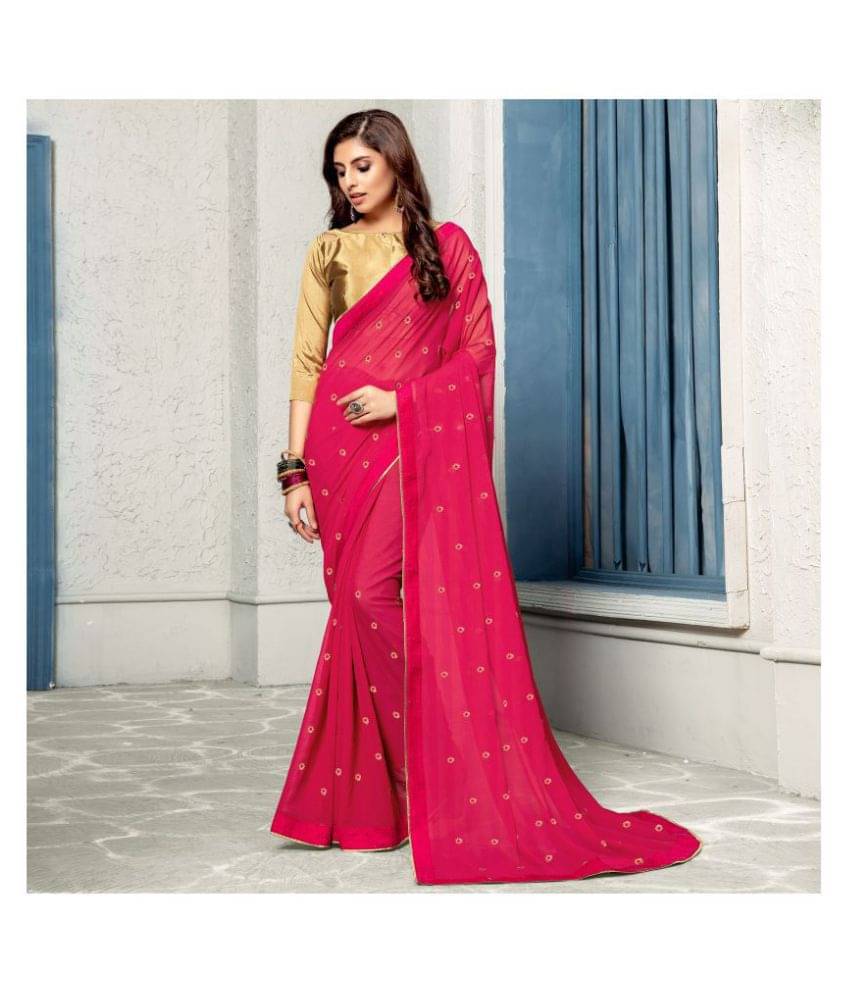     			Shaily Retails Chiffon Saree With Unstitched Blouse Piece ( Pink )