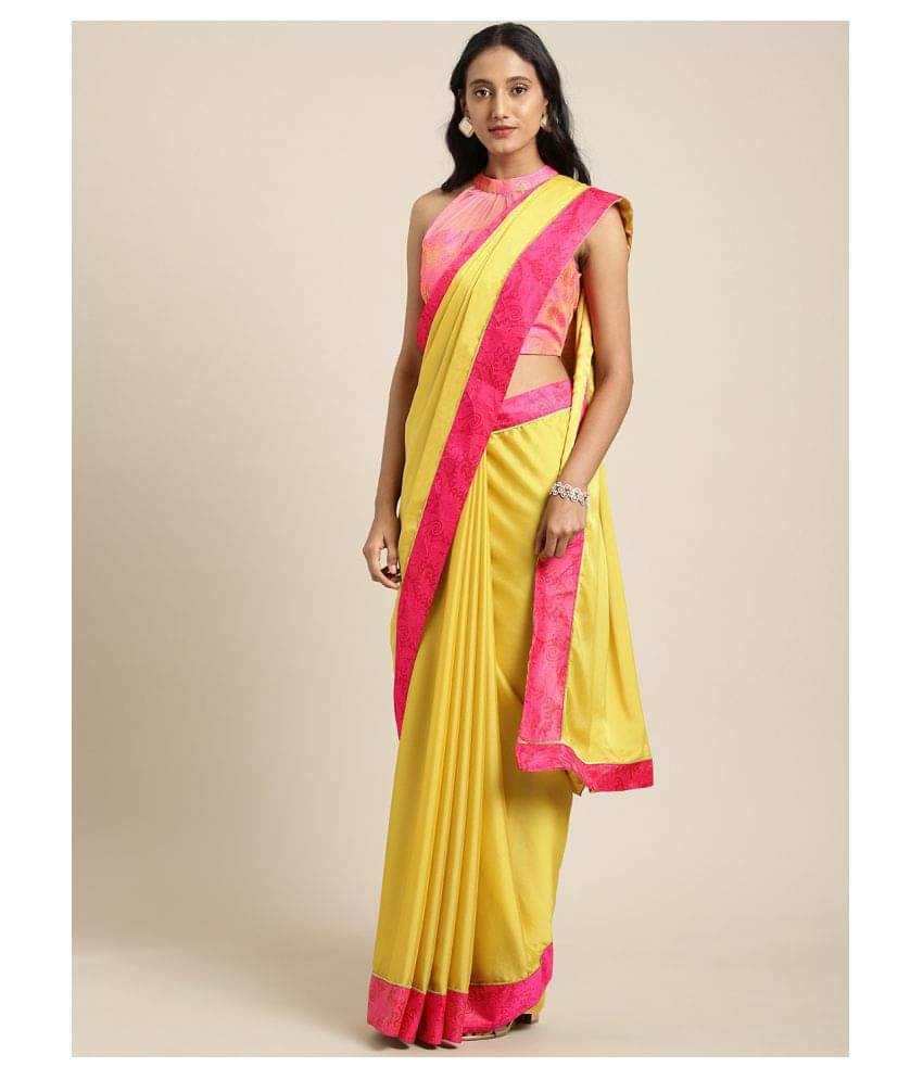     			Shaily Retails Silk Blends Saree With Unstitched Blouse Piece ( Yellow )