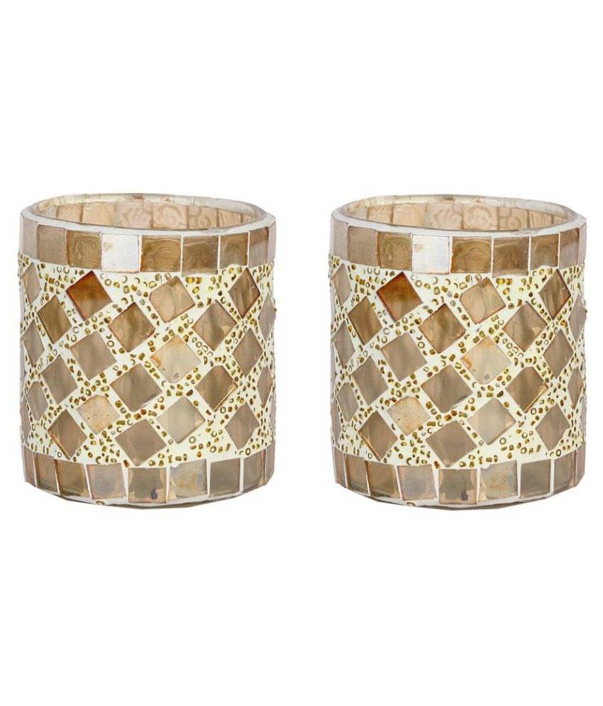 AFAST Multicolour Table Top Glass Tea Light Holder - Pack of 2 AFAST Multicolour Table Top Glass Tea Light Holder - Pack of 2