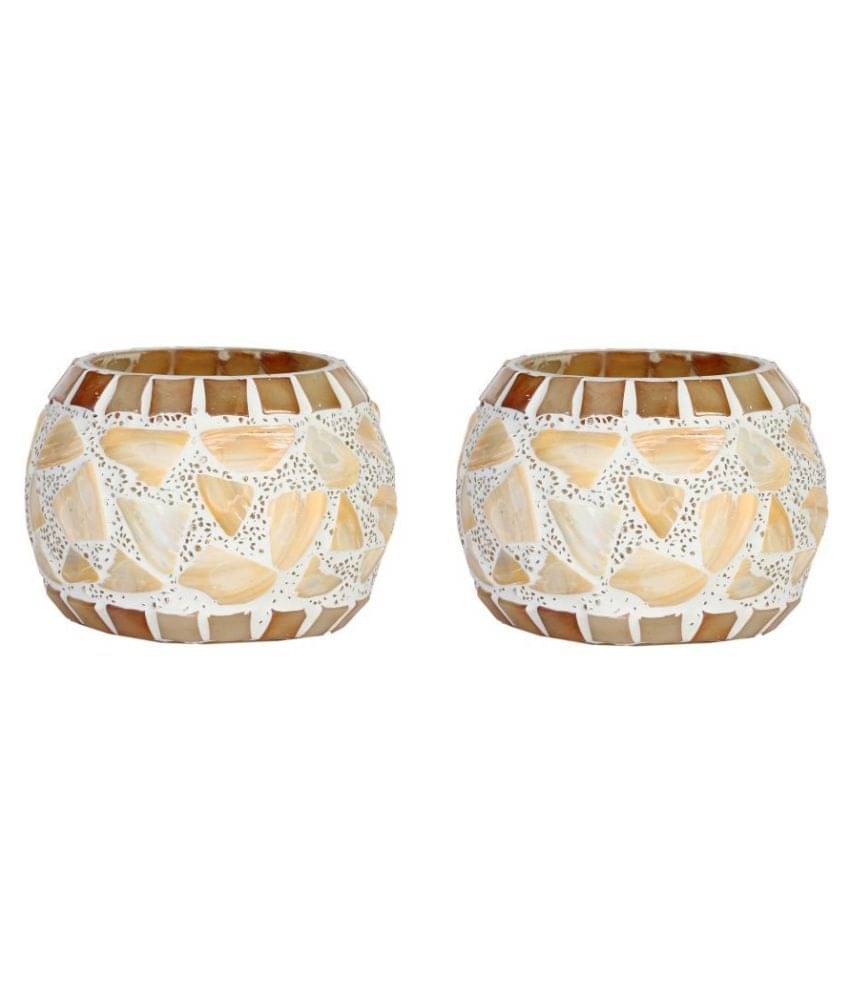 AFAST Multicolour Table Top Glass Tea Light Holder - Pack of 2 AFAST Multicolour Table Top Glass Tea Light Holder - Pack of 2