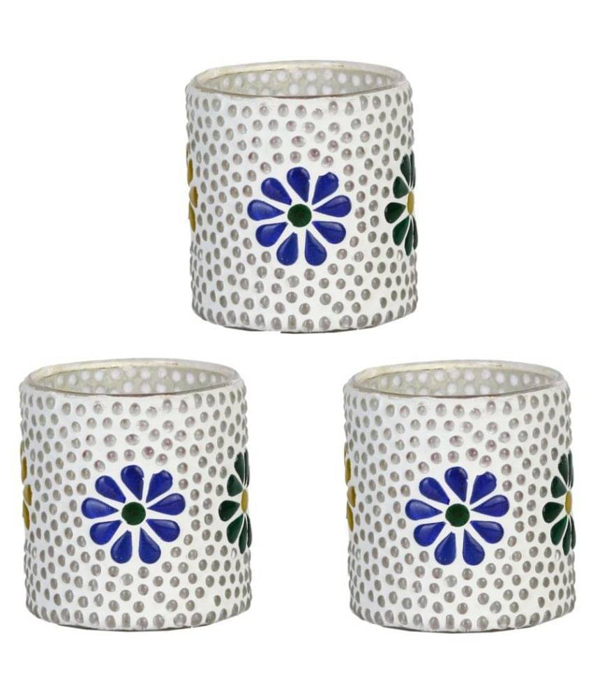 AFAST Multicolour Table Top Glass Tea Light Holder - Pack of 3 AFAST Multicolour Table Top Glass Tea Light Holder - Pack of 3