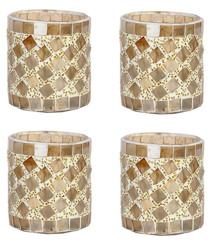 AFAST Multicolour Table Top Glass Tea Light Holder - Pack of 4 AFAST Multicolour Table Top Glass Tea Light Holder - Pack of 4