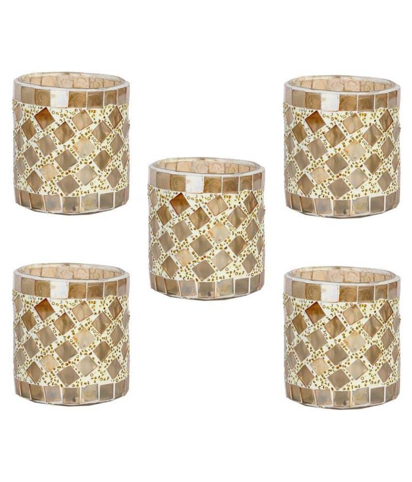 AFAST Multicolour Table Top Glass Tea Light Holder - Pack of 5 AFAST Multicolour Table Top Glass Tea Light Holder - Pack of 5