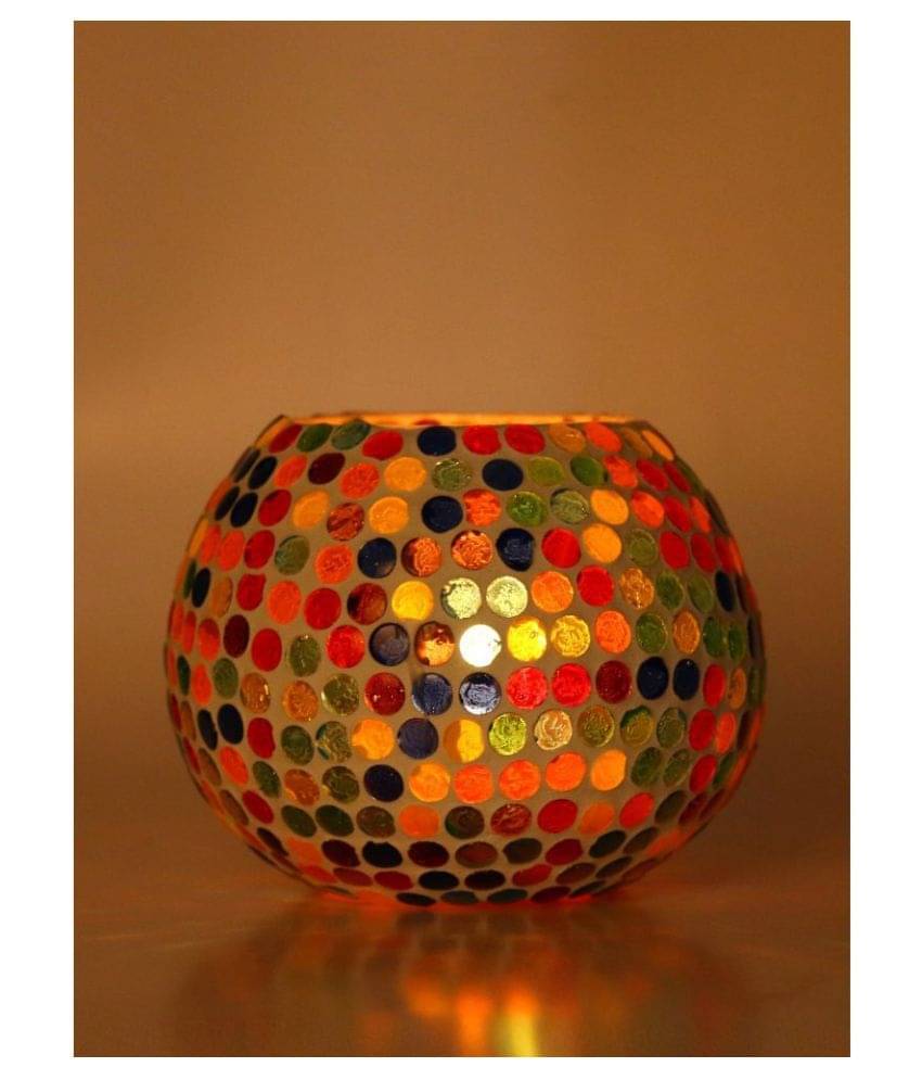     			AFAST Multicolour Table Top Glass Tea Light Holder - Pack of 1