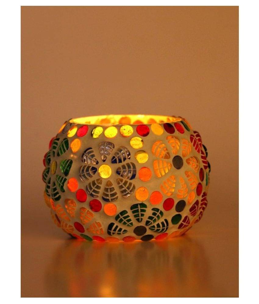     			AFAST Multicolour Table Top Glass Tea Light Holder - Pack of 1