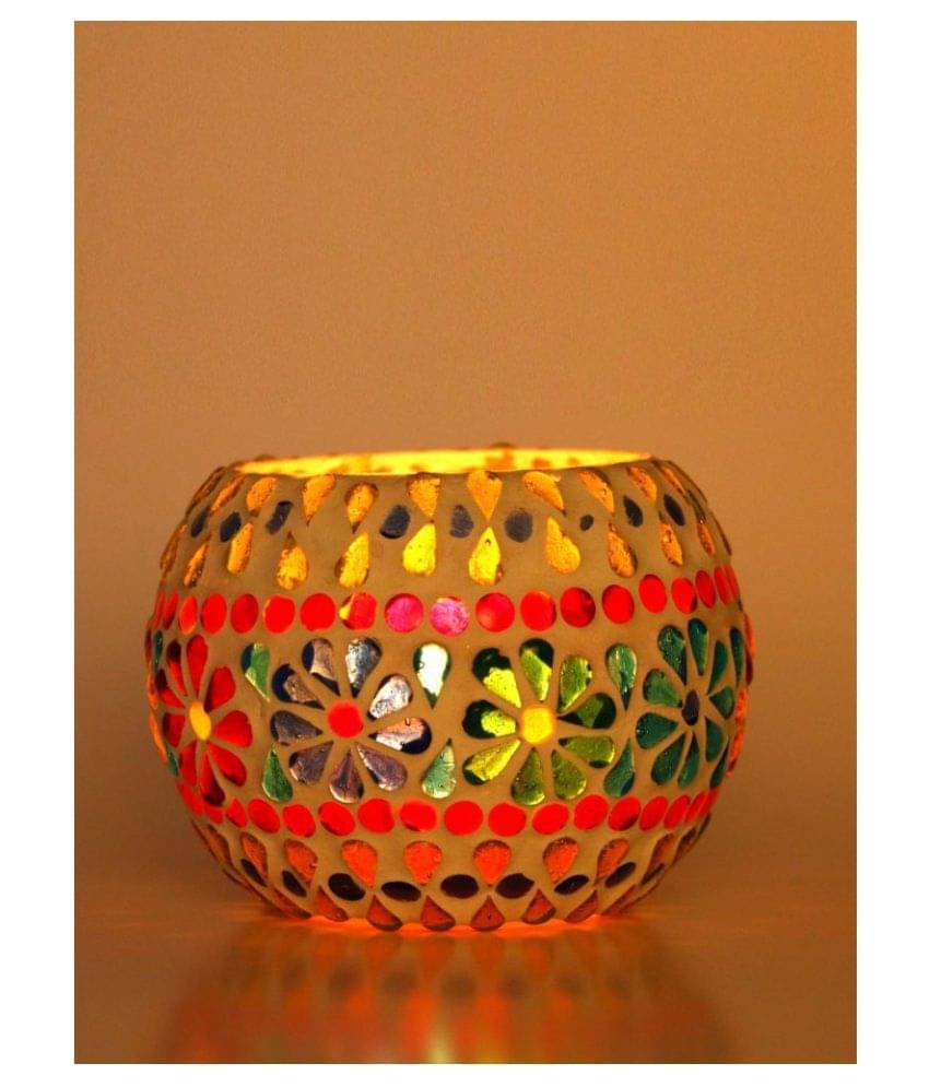     			AFAST Multicolour Table Top Glass Tea Light Holder - Pack of 1