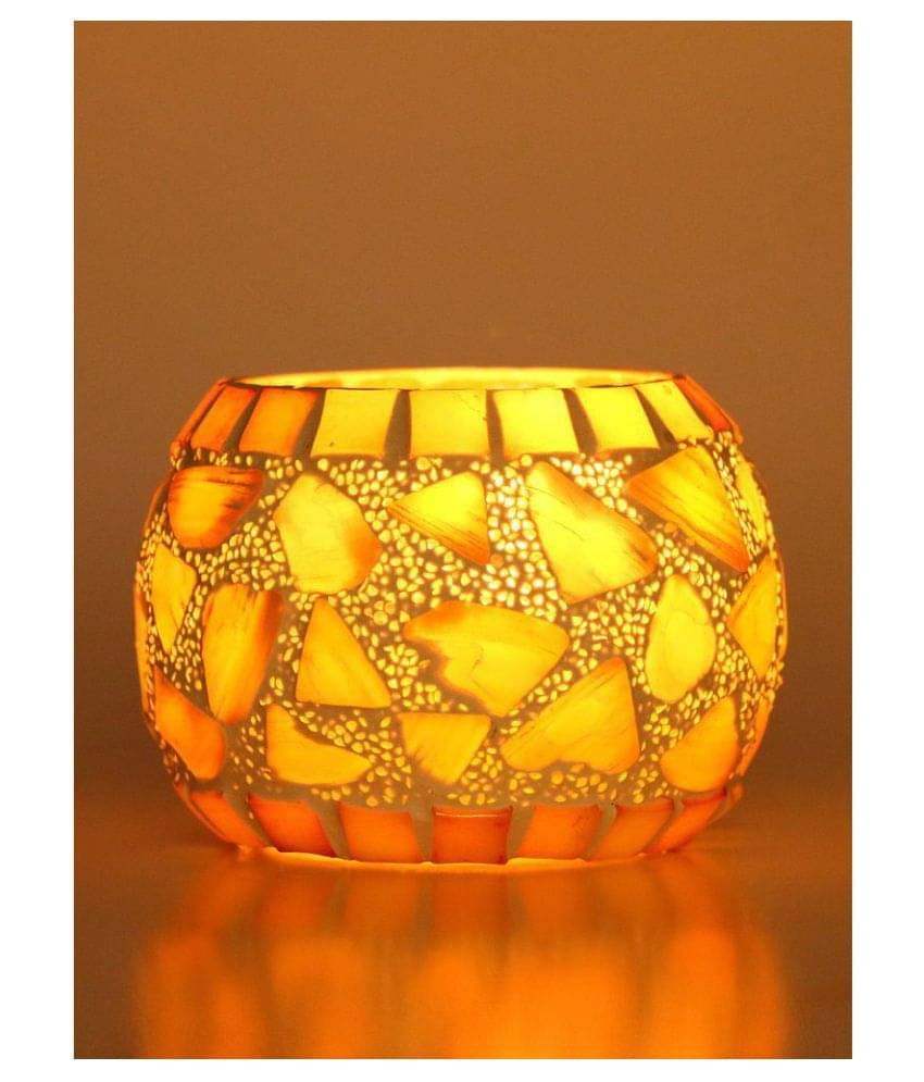 AFAST Multicolour Table Top Glass Tea Light Holder - Pack of 1 AFAST Multicolour Table Top Glass Tea Light Holder - Pack of 1