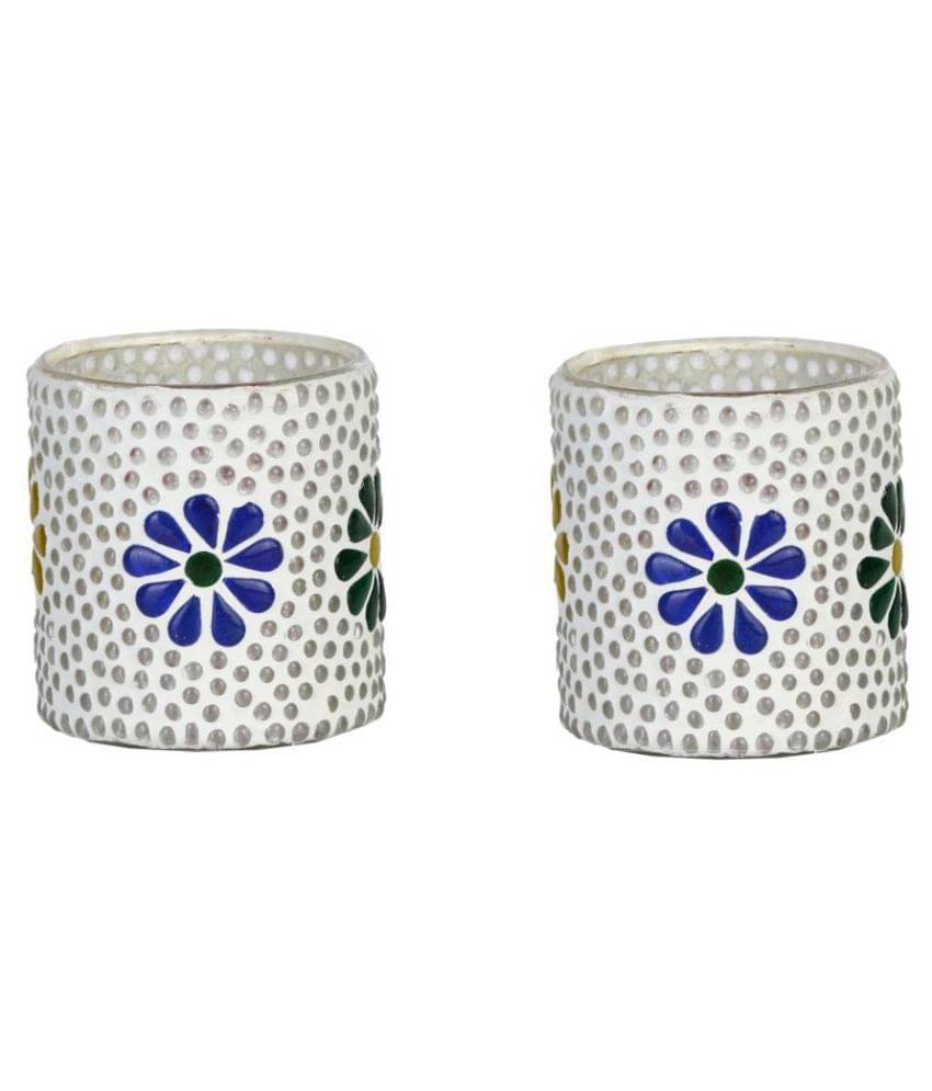 AFAST Multicolour Table Top Glass Tea Light Holder - Pack of 2 AFAST Multicolour Table Top Glass Tea Light Holder - Pack of 2
