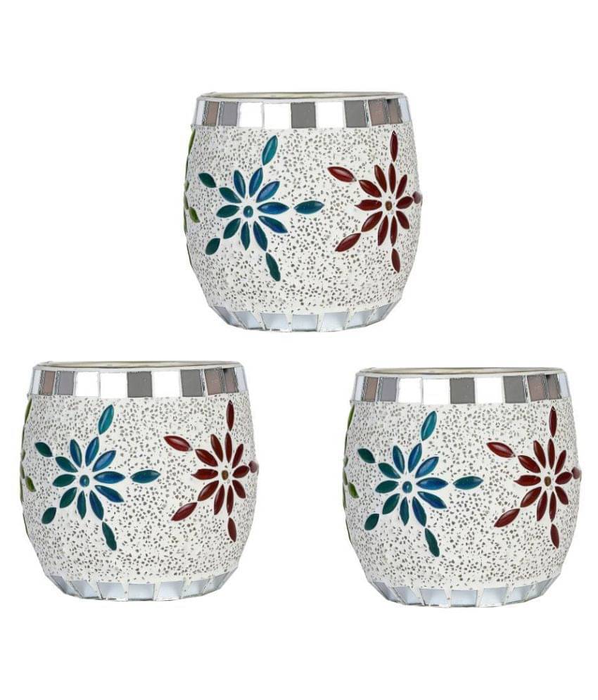 AFAST Multicolour Table Top Glass Tea Light Holder - Pack of 3 AFAST Multicolour Table Top Glass Tea Light Holder - Pack of 3