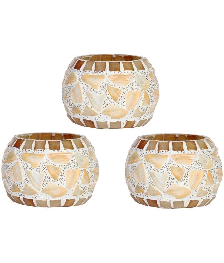 AFAST Multicolour Table Top Glass Tea Light Holder - Pack of 3 AFAST Multicolour Table Top Glass Tea Light Holder - Pack of 3