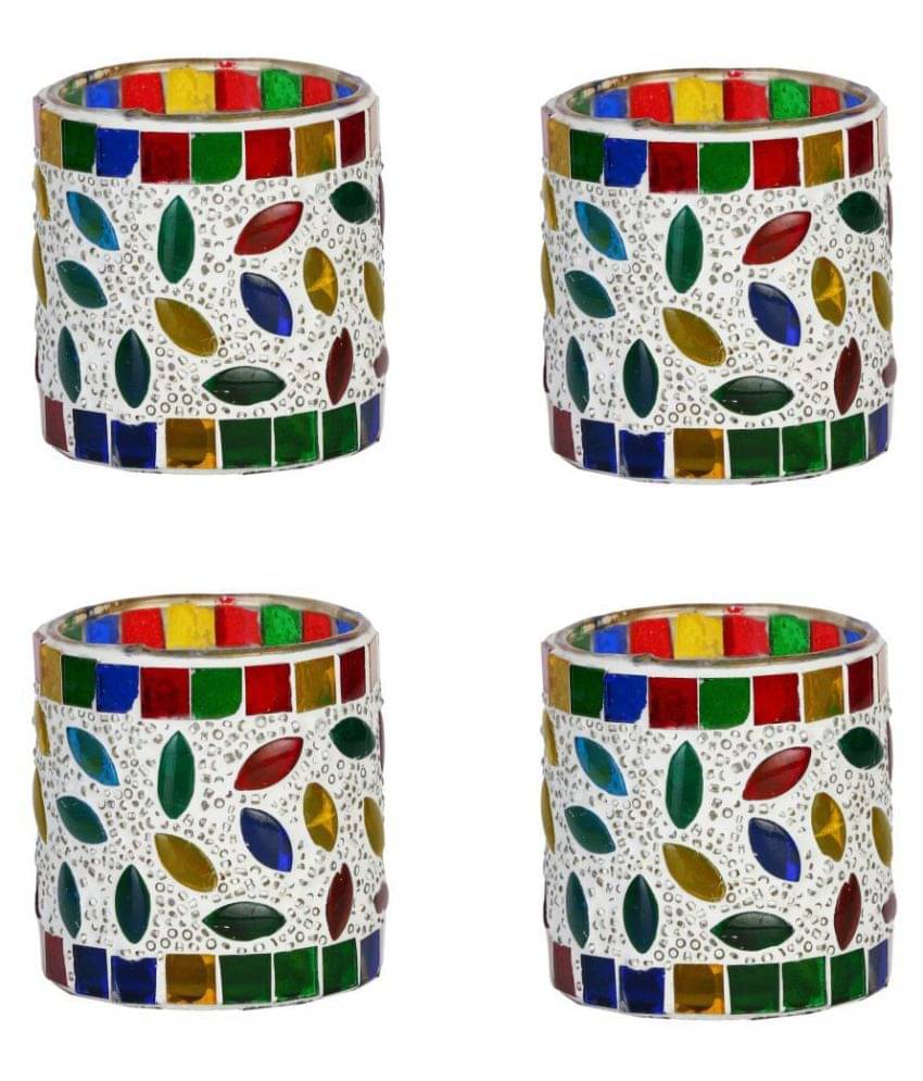 AFAST Multicolour Table Top Glass Tea Light Holder - Pack of 4 AFAST Multicolour Table Top Glass Tea Light Holder - Pack of 4