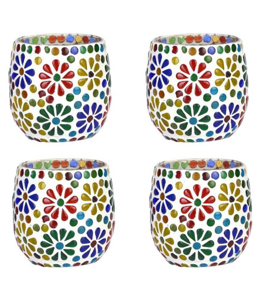    			AFAST Multicolour Table Top Glass Tea Light Holder - Pack of 4