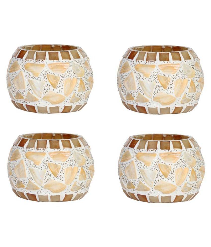     			AFAST Multicolour Table Top Glass Tea Light Holder - Pack of 4