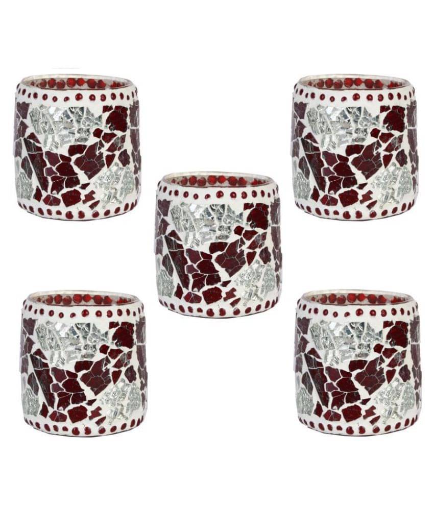    			AFAST Multicolour Table Top Glass Tea Light Holder - Pack of 5