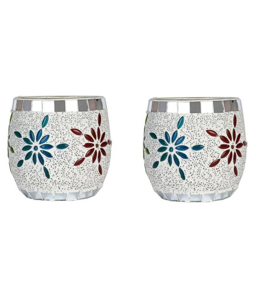     			AFAST Multicolour Table Top Glass Tea Light Holder - Pack of 2