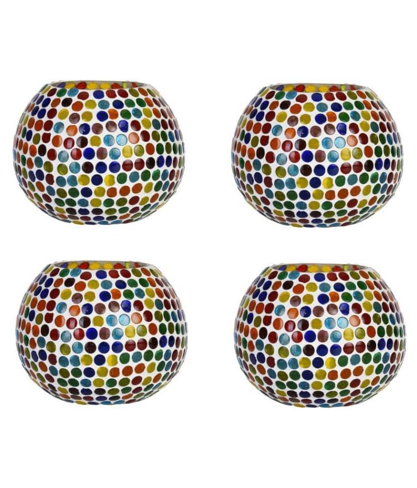     			AFAST Multicolour Table Top Glass Tea Light Holder - Pack of 4