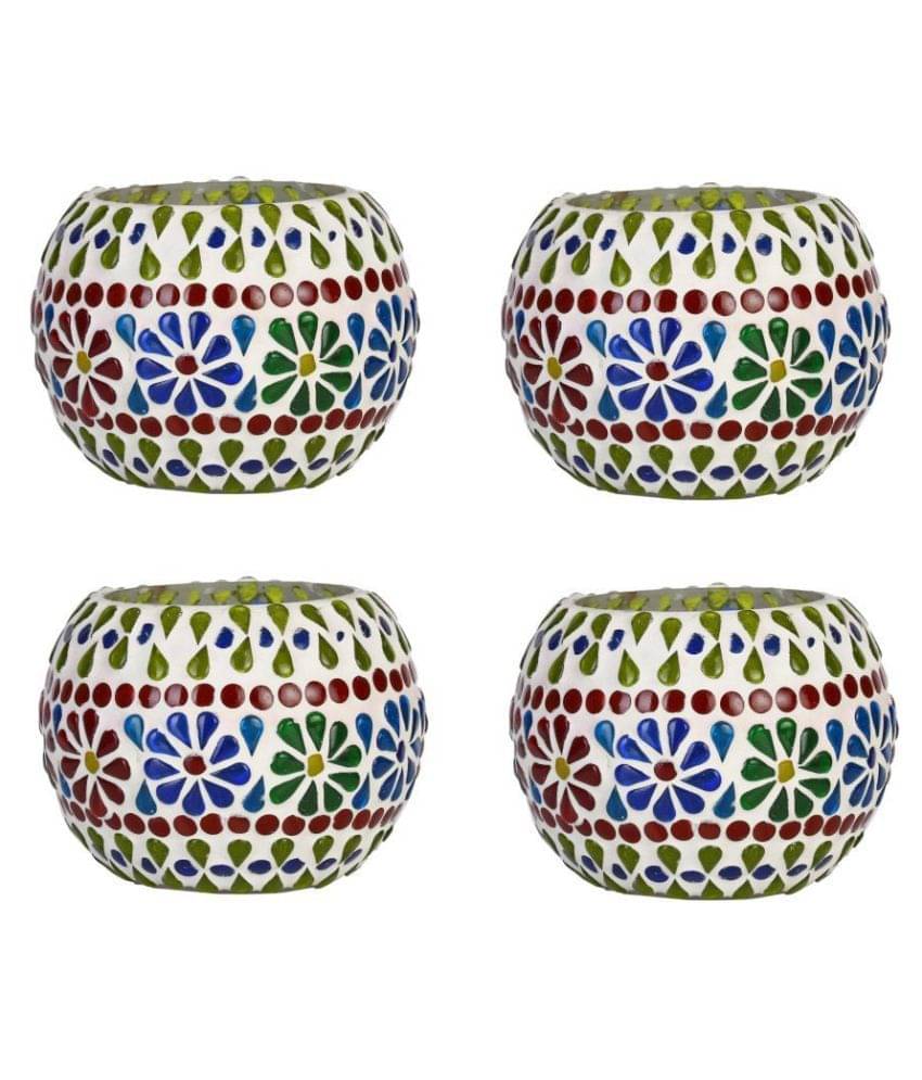 AFAST Multicolour Table Top Glass Tea Light Holder - Pack of 4 AFAST Multicolour Table Top Glass Tea Light Holder - Pack of 4