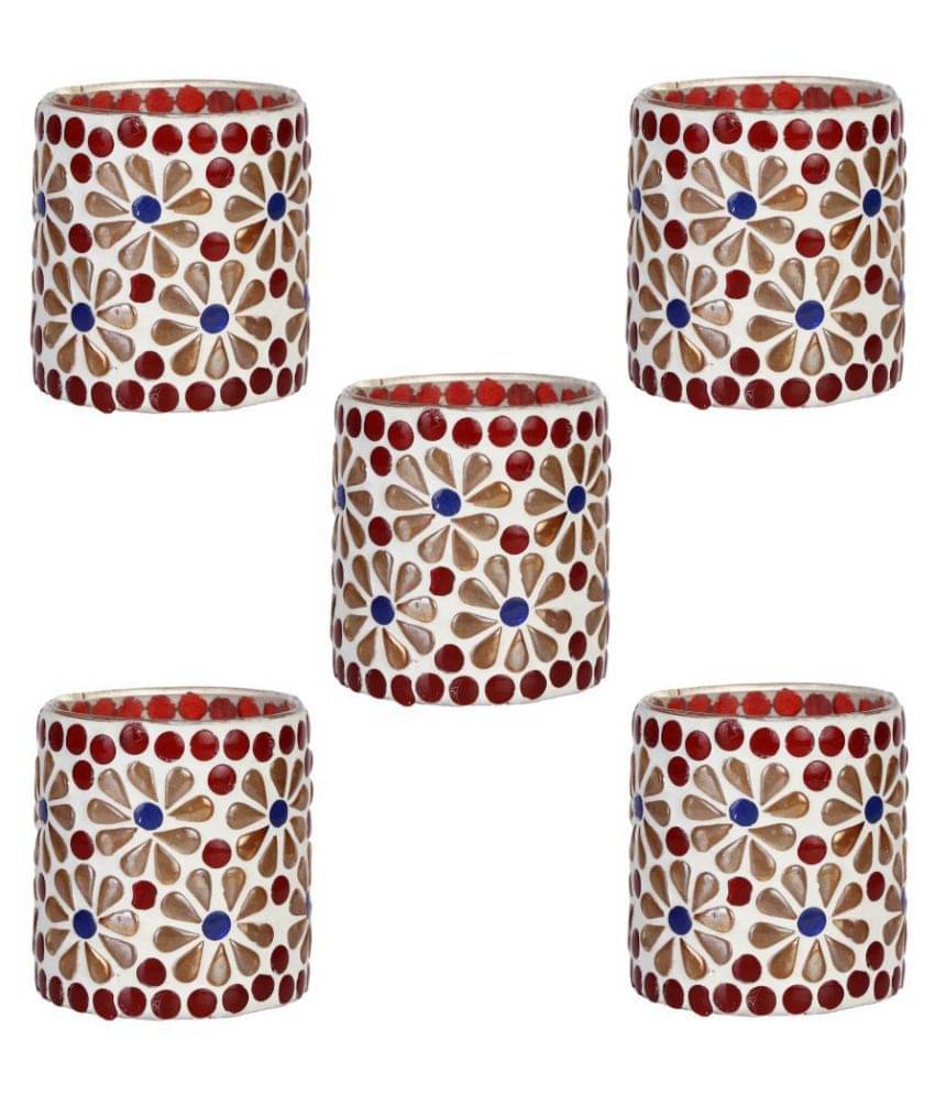 AFAST Multicolour Table Top Glass Tea Light Holder - Pack of 5 AFAST Multicolour Table Top Glass Tea Light Holder - Pack of 5