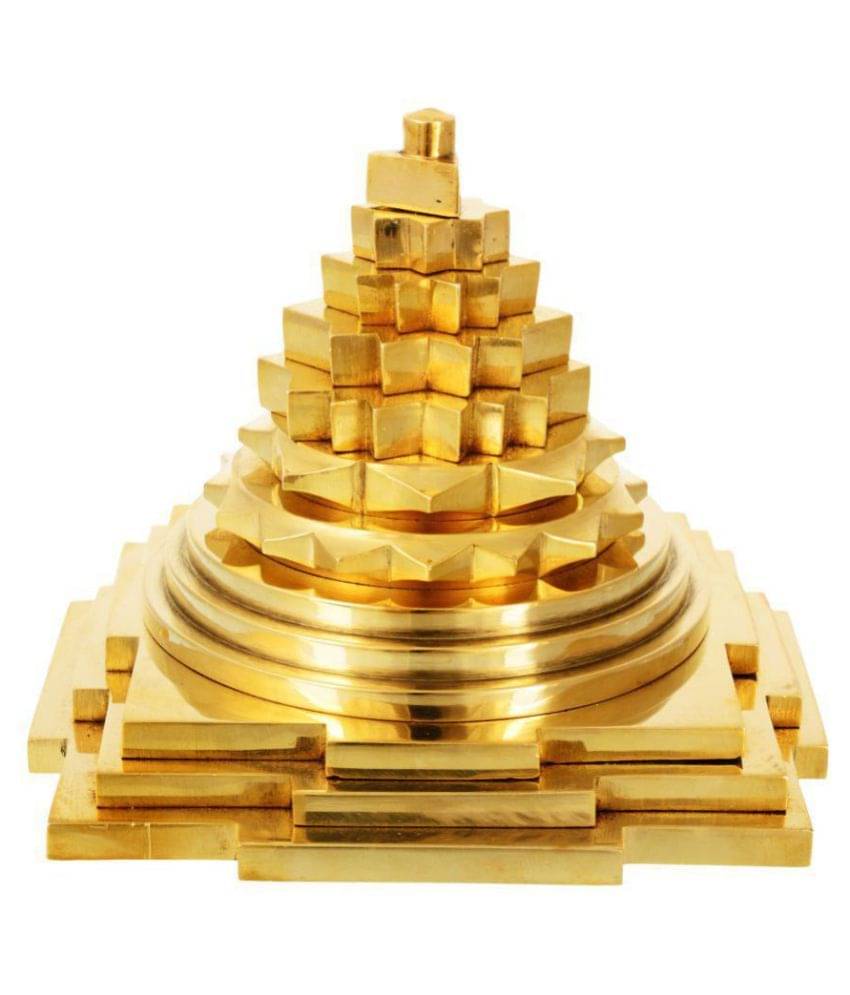     			Kesar Zems Brass Meru Prusth Shree Yantra (10 cm x 10 cm x 10 cm, Gold)