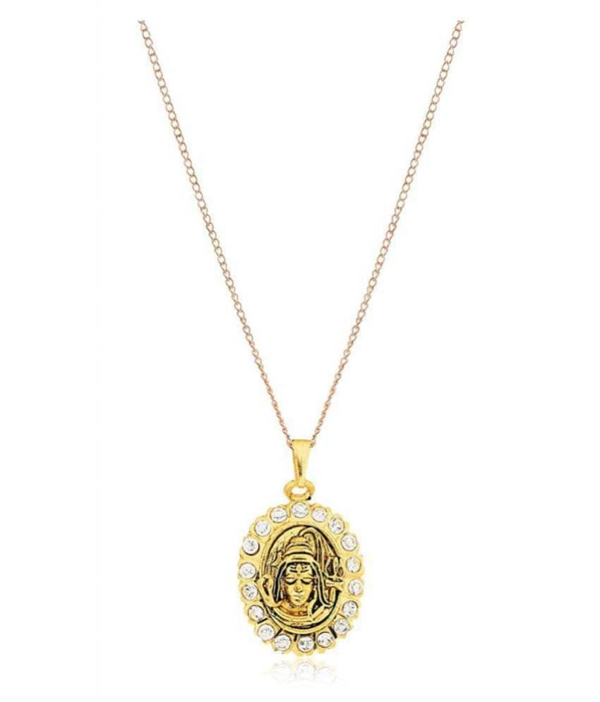     			KEASR ZEMS Golden Plated Diamond Shiv Pendant For unisex (3x2x1 CM)Metal.